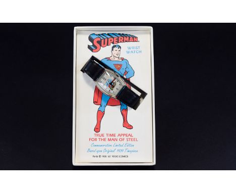 Superman - Vintage DC Comic - Commemorative Ltd Edition Wrist Watch, Based on Original 1939 Timepiece. Features Hands Glow In
