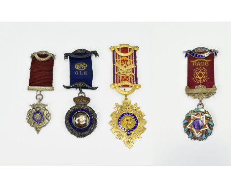 A Good Collection of Masonic - Assorted Silver and Enamel Medals From Various Lodges ( 4 ) In Total. All Comprises 1/ Duke of