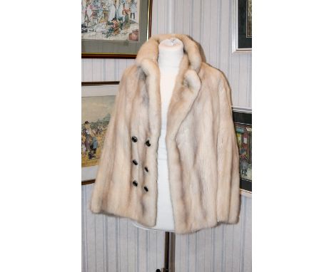 Silver Mink Evening Jacket Ladies short vintage mink jacket with mock double breasted button fastening, revere collar and sid