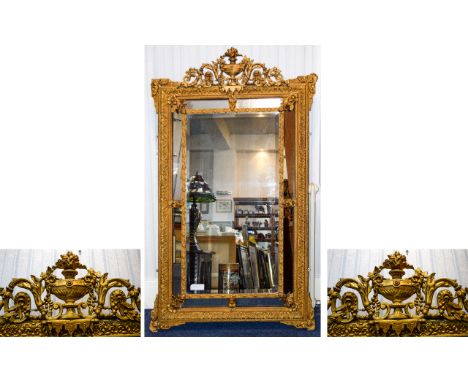 A Wonderful Large and Impressive 19th Century French Ornate Carved Gilt Wood and Gesso - Cushion Mirror. All In Original Stat