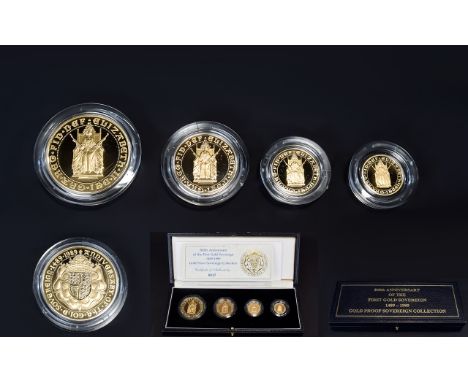 Royal Mint Ltd Edition 500th Anniversary of The First Gold Sovereign Set 1489 - 1989 Gold Proof Sovereign Collection. Compris