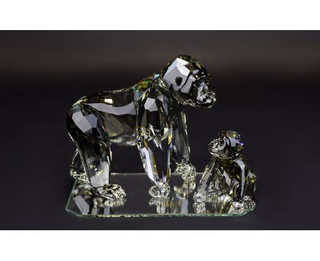 Swarovski SCS Collectors Society Annual Edition 2009 Crystal Figures 'Endangered Wildlife' Gorillas Two items in total produc