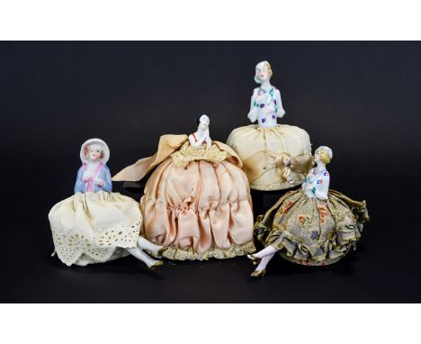 A Collection Of Vintage Boudoir Dolls Four in total circa 1930's, two  with traditional flapper style marcel wave and jaunty 