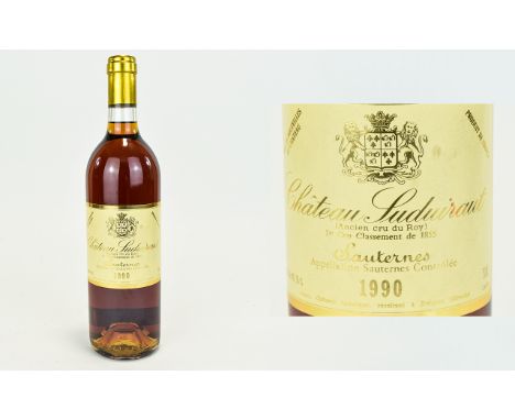 Vintage Bottle of Wine - Chateau Suduiraut. Date 1990. A Very Good Wine From Sauternes In Bordeaux, Classified As a First Gro