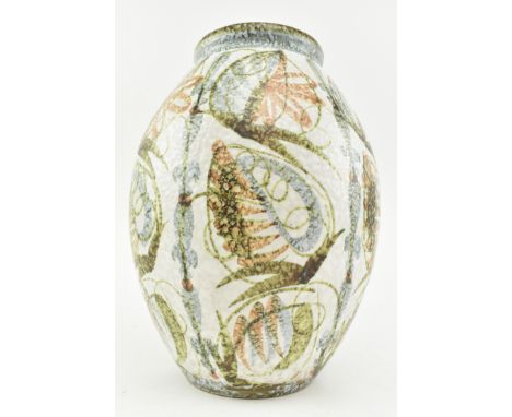 Denby - Glyn Colledge - A large mid 20th century studio art pottery vase. The vase of ovoid shape with rolled mouth. All deco