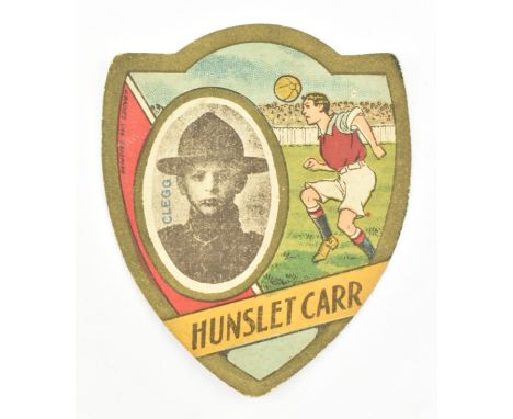 J. Baines Ltd. Trading Cards. An early 20th century circa 1910 Hunslet Carr Gold Medal Football Trade Card in shield shape. T