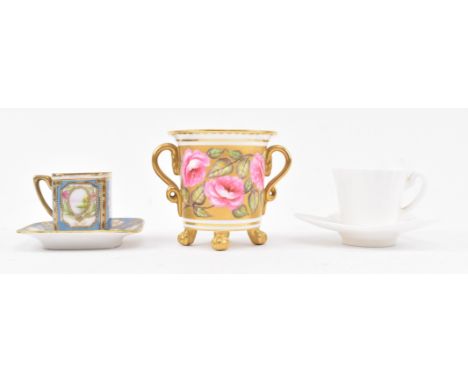 A collection of three 19th century &amp; later fine bone china miniature cabinet's cups and saucers.The lot to include a trip