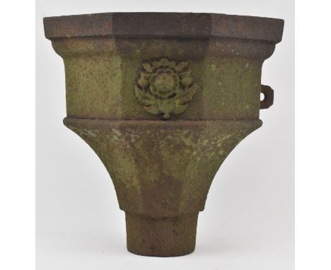 A 19th century Victorian cast iron hopper. The hopper of typical canted form with cast rose decoration to the front.Measures 