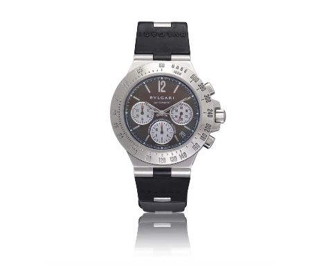BVLGARI REF. CH40STA, DIAGONOA stainless steel self winding chronograph wristwatch with dateYear : C. 1990 Dial : Black dial 