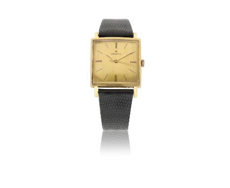 ZENITHSQUARE CURVED, 18K GOLDA manual-winding center-seconds wristwatch in 18K yellow goldYear : C. 1970Dial : Gold striped w