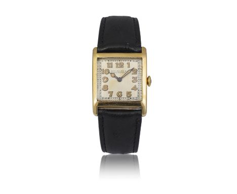 PATEK PHILIPPE & CO, GENÈVE CARRÉE, LUMINOUS WATCH,A rare 18K yellow gold manual wind squared curved wristwatch.Year : Circa 