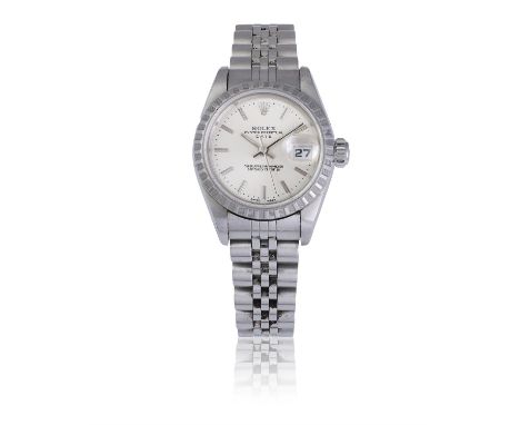 ROLEX REF. 79240, OYSTER PERPETUAL DATEA stainless steel, self winding lady’s wristwatch with dateYear : 2002 Dial : Silver w