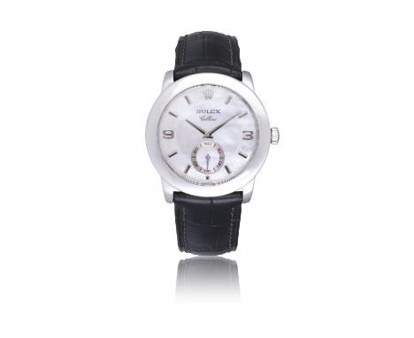 ROLEX, CELLINIREF 5240, PLATINUM, MOTHER OF PEARL DIALA Platinum, manual winding subsidiary-seconds, wristwatch Year : C. 200