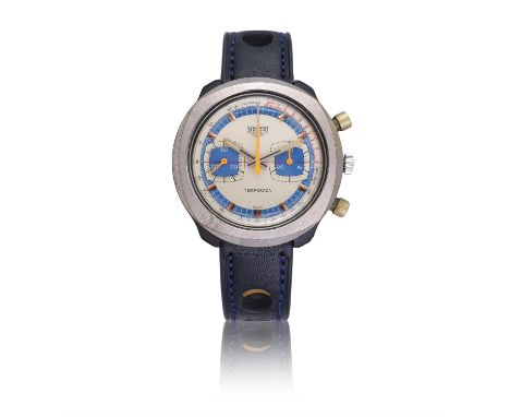 HEUER REF. 733809 TEMPORADAA stainless steel and fiberglass chronograph wristwatchYear : Circa 1970 Dial : Silvered dial with