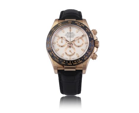 ROLEX REF. DAYTONA EVEROSE 16515LN "APH" CHAMPAGNE DIALAn 18k pink gold self-winding chronograph wristwatch with black cerami