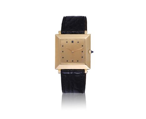 BOUCHERON ULTRA-THIN CARRÉE, 18K YELLOW GOLD An 18K Yellow gold Ultra-Thin ‘Carrée' manual winding bracelet watch,Year : C. 1