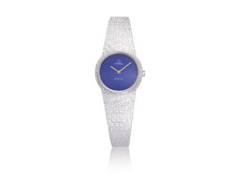 OMEGA 18K WHITE GOLD, LAPIS-LAZULI DIALAn 18l white gold and lapis-lazuli dial manual winding lady's wristwatchYear : C. 1970