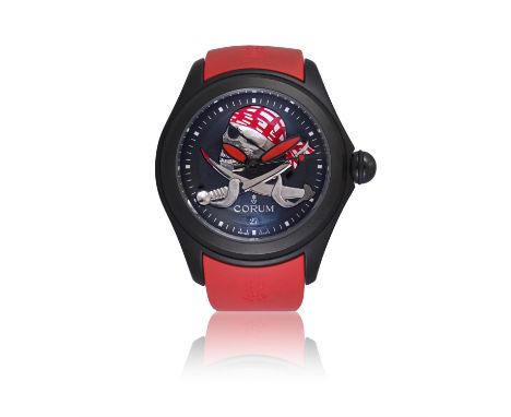 CORUM REF. 082.310.98/0376 PIRA, BUBBLE 47, PIRATEA black PVD stainless steel, self-winding centre-second wristwatch with dat