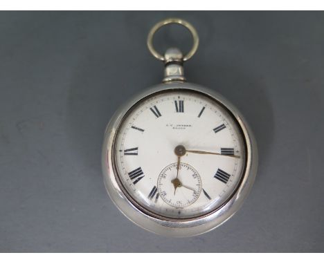 An A.C. Junner Elgin pair cased pocket watch, open faced, white enamel dial with Roman numerals, subsidiary seconds at 6 o'cl