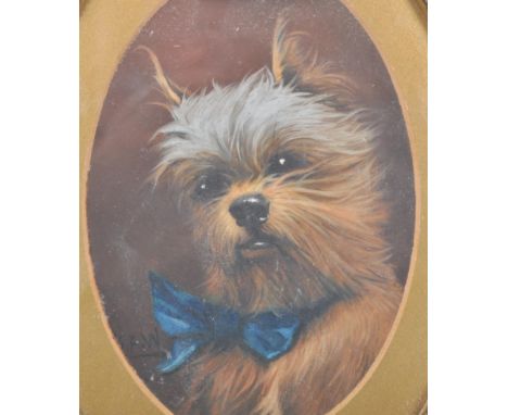 John Alfred Wheeler ( 1821 - 1903 )&nbsp; 19th century watercolour portrait study of a terrier dog set within an oval mount, 