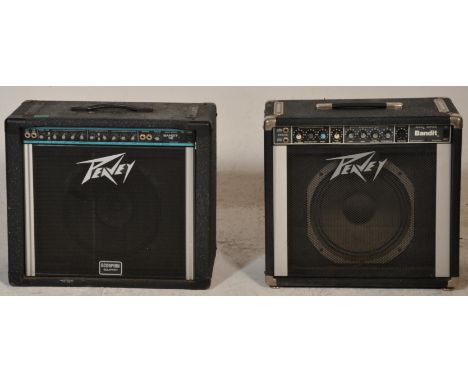 Amplifiers - A Peavey Solo Series Bandit guitar amplifier in a black case together with a Peavey Scorpion Equipped amp in a b