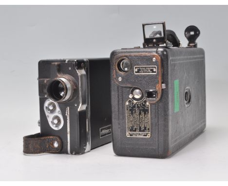 A vintage cine Kodak Model B camera together with a Dotmar wind up film camera. Both leather cased.
