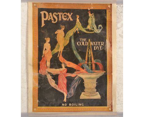 An early 20th Century&nbsp; original Art Nouveau advertising poster for Pastex 'The Cold Water Dye' mount on canvas depicting