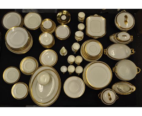 An extensive Greek key designed porcelain dinner service by B&amp;Co Limoges, France marked K Bernardaud &amp; Co Limoges - H