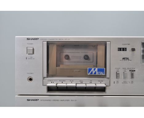 Hi-Fi - A Sharps part stacking system comprising a Stereo Cassette Deck RT-21, Integrated Stereo Amplifier SM-21 and a Stereo