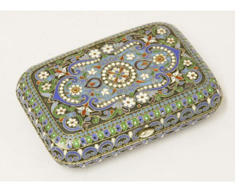 A Russian silver gilt and cloisonné enamel and case,Moskow, marked with assayer's mark, maker's mark and 88 standard, c.1900,