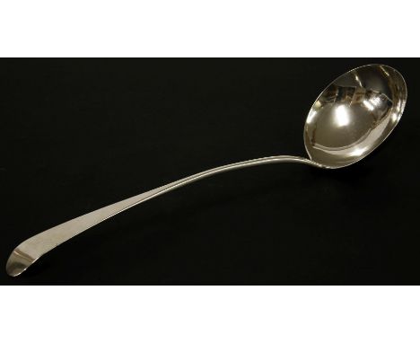 An late 18th century silver ladle,Benjamin Lumsden of Montrose, two marks: BL, flower struck twice,Old English pattern, the h