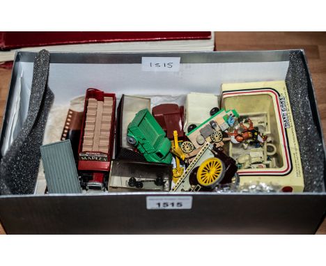 Small Collection of Vehicle Accessories, Includes Some Trucks, Horse, Fork lift, Interesting little Box. 
