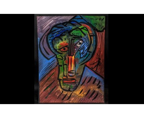 Original Oil Painting by Robert Haworth, aka 'The Butterfly Man' modern art. Colourful modern art, measures 12'' x 16'', unfr