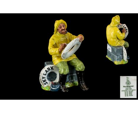 Royal Doulton Hand Painted Ceramic Figure ' The Boatman ' Skylark. HN2417. Designer M. Nicol. Issued 1971 - 1987. Height 6.5 