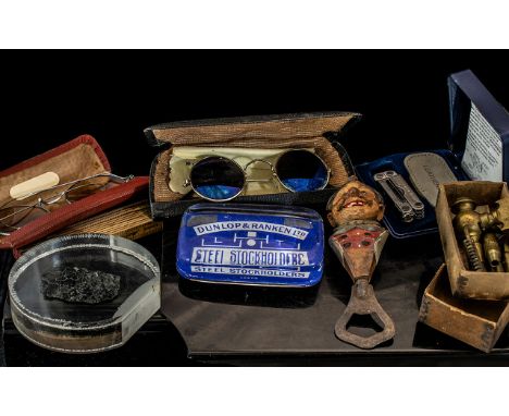 Box of Assorted Items. Comprises Vintage Glasses - Round, Blue Lenses In Box, Vintage Glasses - Round, Amber Lenses Boxed, Vi