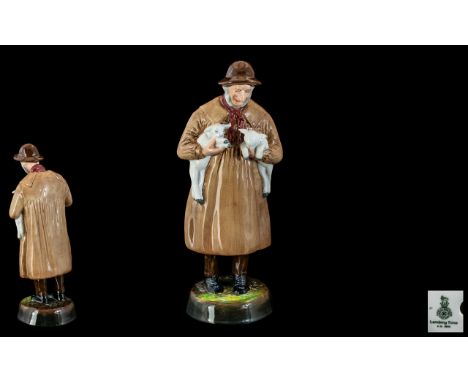 Royal Doulton Hand Painted Ceramic Figure ' Lambing Time ' HN1890. Designer W.M. Chance. Issued 1938 - 1981. Height 9.25 Inch