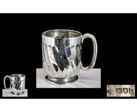 Edwardian Period Small Sterling Silver Cup with Large C Handle, Excellent Proportions. Hallmark London 1905, Maker Henry Wilk