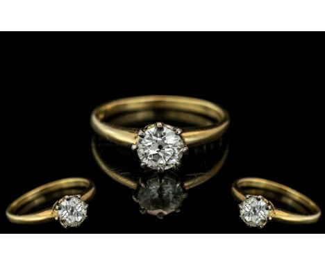 A Diamond Set Single Stone Ring. Consisting of An Old European Cut Diamond, Measuring 5.7mm - 6.0mm Diameter, Depth of 3.21mm