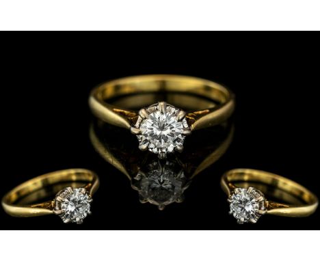 A Diamond Set Single Stone Ring. Consisting of a Round Brilliant Cut Diamond, Measuring 5.47mm - 5.49mm Diameter, Depth of 3.