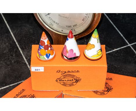 Clarice Cliff Interest - Three Wedgwood Sweet Seduction Range Sugar Casters, comprising 'Cornwall', 'Autumn' and 'Berries'.  
