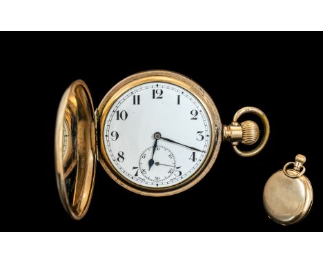 Zenith - Superior Quality Key-less Gold Plated Full Hunted Pocket Watch, Guaranteed to be of Two Plates of 10ct Gold with Com