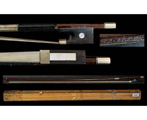 Otto Jos Klier Signed Mounted Violin Bow. eight 64.9 grams. Length 29 Inches. Lovely Condition with Box. 