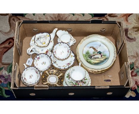 Cauldon Set of Tea Pot, Milk Jug &amp; Sugar, with six cups and saucers, together with five Spode plates 'Game Birds', two Co