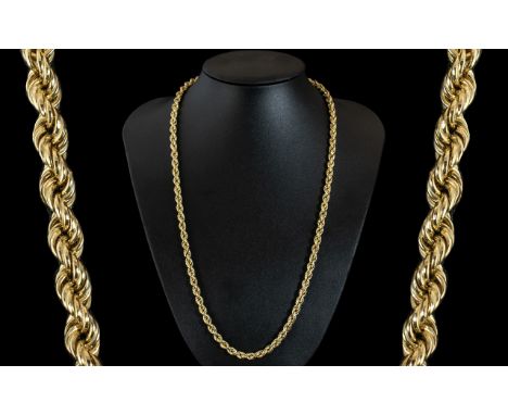 18ct Yellow Gold - Superb Triple Rope Twist Long Chain. Marked 750 - 18ct. Rich Warm Coloured Gold In Excellent Condition. Le