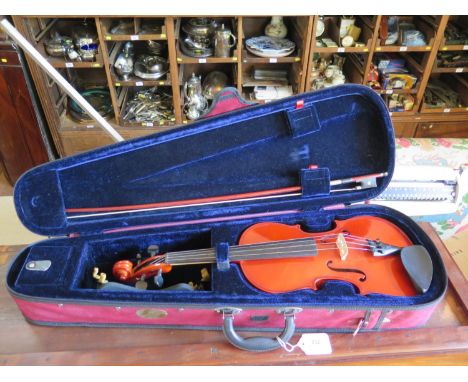 A Stentor Student II violin, length of back 37 cm, with bow and fitted case 