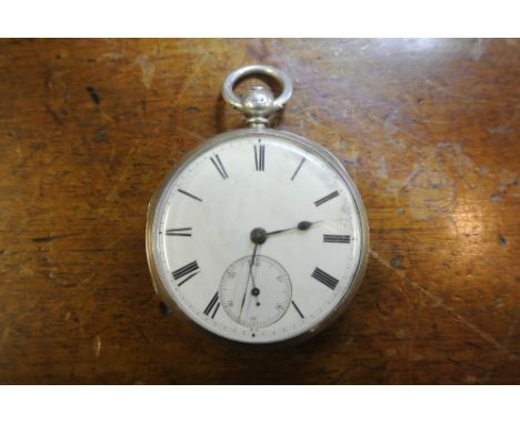 POCKET WATCH - An Excellent quality silver cased pocket watch with key wind movement, enamel dial with Roman numeral markers 