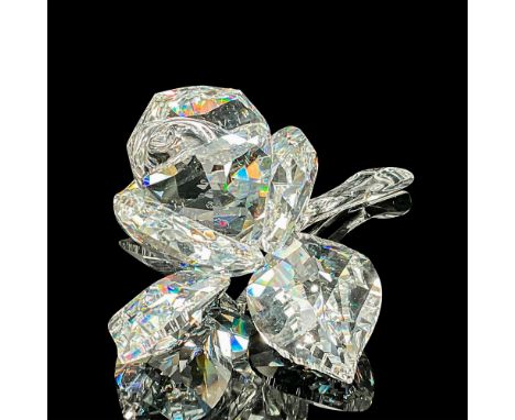 This Swarovski crystal rose blossom was part of the Secret Garden theme group. The rose blossom has three leaves in fully fac