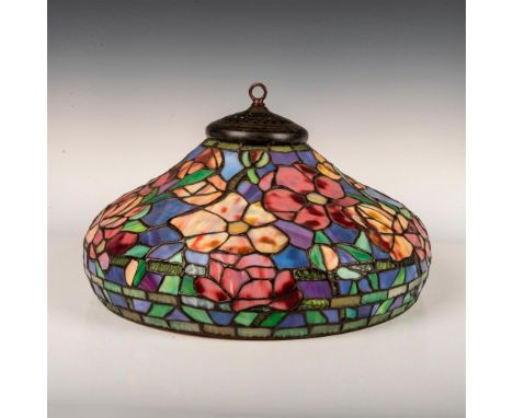 Stylized colored stained acrylic lamp shade inspired by Tiffany. Issued: 20th centuryDimensions: 18"W x 11"HCondition: Age re