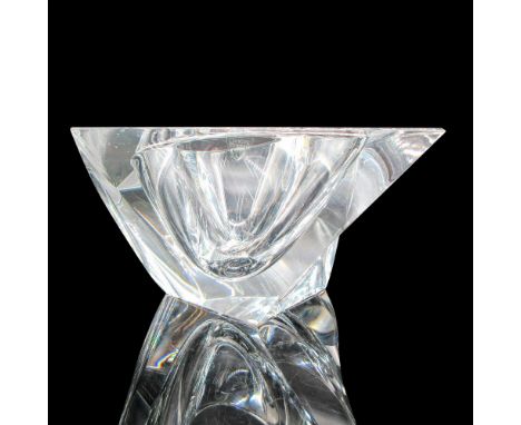 Clear, twisted heavy crystal. Orrefors etched and sticker mark. Issued: 20th centuryDimensions: 7"L x 7"W x 4.5"HManufacturer