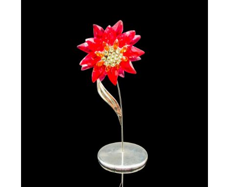 Part of the Exotic Flowers Collection. Yellow and red crystal petals around metal center. Flower attaches to metal stand via 